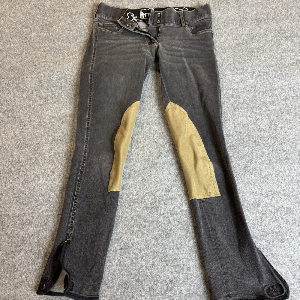 Goode Rider Jeans Womens Knee Patch Riding Stretch Denim 26L Button Fly